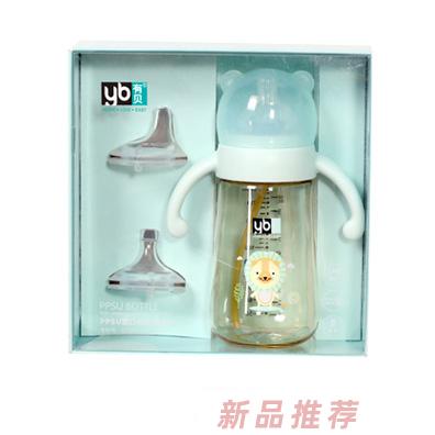 有貝PPSU寬口徑自動奶瓶套裝 藍色