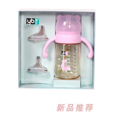 有貝PPSU寬口徑自動奶瓶套裝 粉色