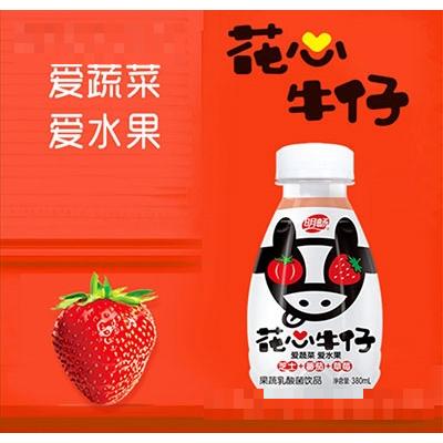 明暢花心牛仔果蔬乳酸菌飲品芝士番茄草莓味380mlx15瓶