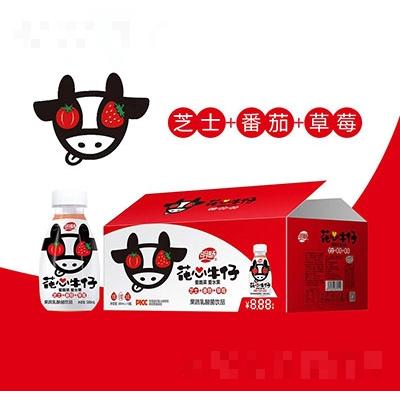 明暢花心牛仔果蔬乳酸菌飲品芝士番茄草莓味380mlx15瓶