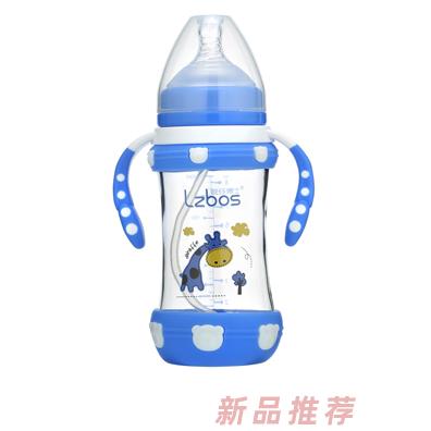 靚仔博士寬口抗摔玻璃奶瓶藍色
