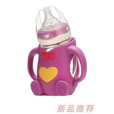 靚仔博士寬口卡通抗摔玻璃奶瓶 紫色