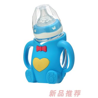 靚仔博士寬口卡通抗摔玻璃奶瓶 藍色