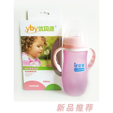 優(yōu)貝源感溫變色奶瓶時(shí)尚款粉色260ml