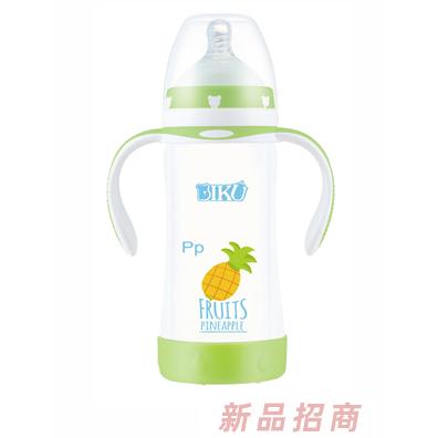 比酷熊雙層PP+玻璃奶瓶-菠蘿圖案