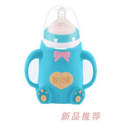 比酷熊玻璃奶瓶企鵝形藍色