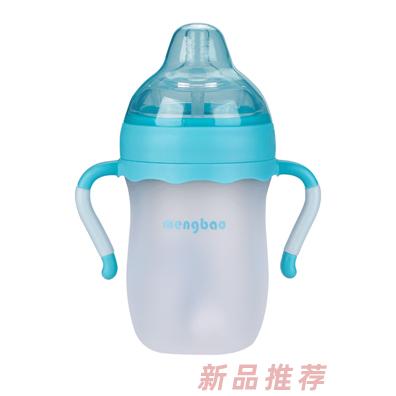 盟寶硅膠奶瓶-大容量藍色