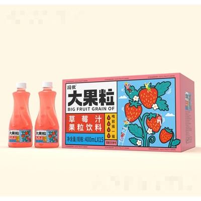 國傲大果粒芒草莓汁果粒飲料400mlX15瓶