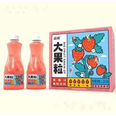 國傲大果粒草莓汁果粒飲料1.25LX6瓶