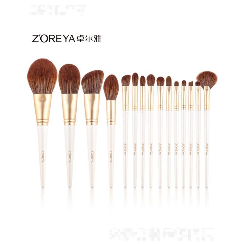 卓爾雅月白系列柔軟纖維毛化妝套刷   全套美妝工具15支   化妝刷套裝