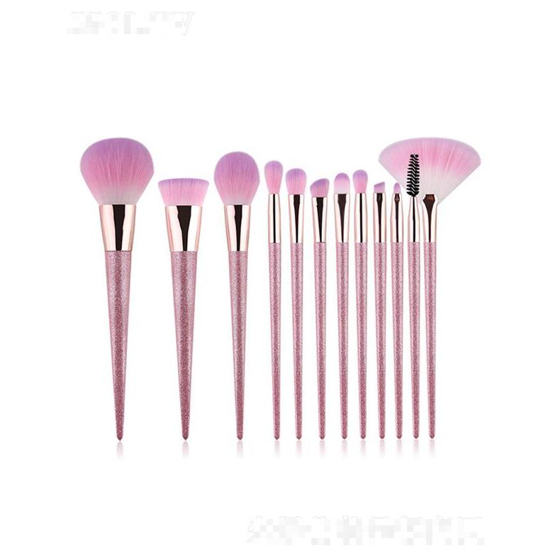 卓爾雅美妝工具套裝   遮瑕眼影粉底刷錐形亮粉柄  12支化妝刷全套