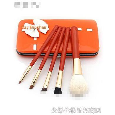 5支時尚可愛橘紅色禮品化妝套刷