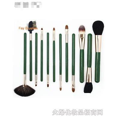 12支綠色高檔專業(yè)化妝套刷