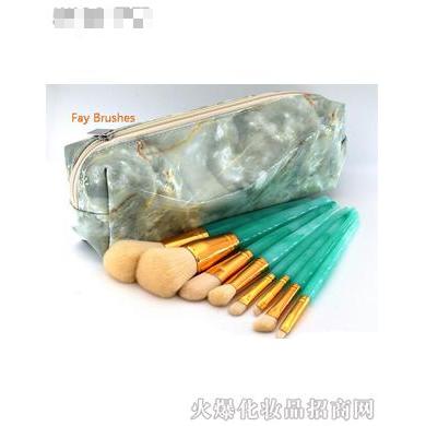 新款綠色玉石化妝套刷