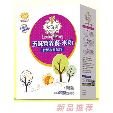 愛茵坊什錦水果雙益護暢五谷珍寶燕麥鐵鋅五味營養餐米粉盒裝輔食代理
