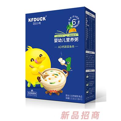 功夫小鴨嬰幼兒營養粥AD鈣蔬菜魚肉牛肉菠菜胡蘿卜鱈魚高鐵輔食225g