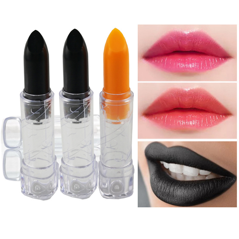 跨境黑色口紅全透明無LOGO變色唇膏外貿(mào)口紅Lipstick溫變滋潤(rùn)口紅OEM代加工