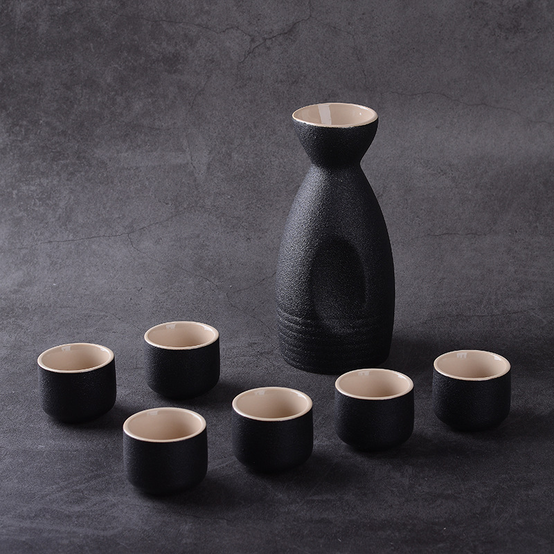 日式和風酒具套裝仿古白酒酒器陶瓷黃酒黑粗陶oem代工