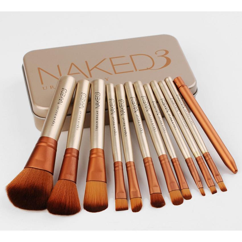 12支NK3化妝刷套裝NAKED3金色便攜鐵盒OEM代加工