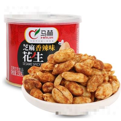 馬林食品芝麻香辣味花生罐裝150克堅(jiān)果炒貨食品